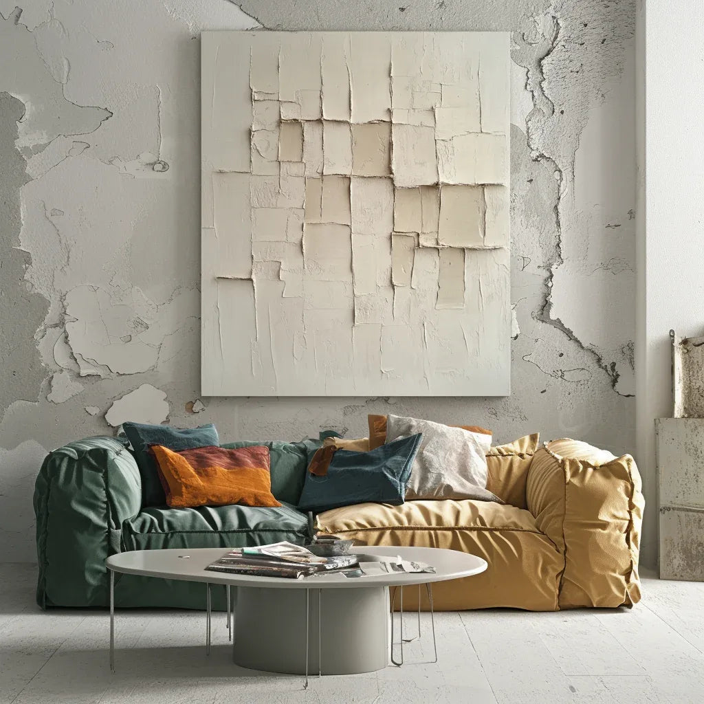 Silent Formation-Wabi-Sabi Style Beige Three-Dimensional Abstract Wall Art - artextured