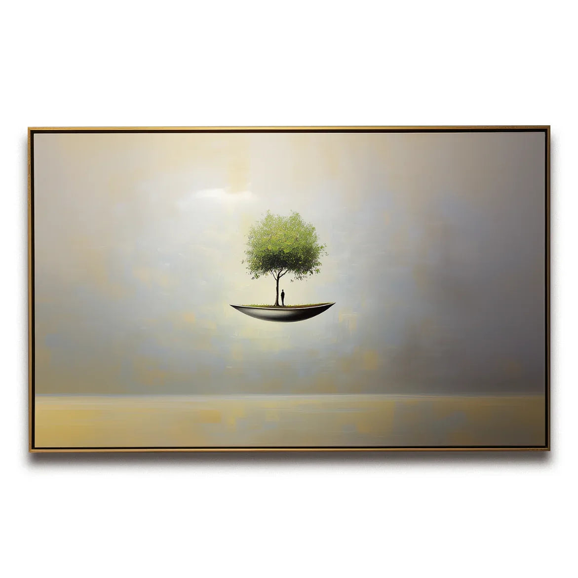 The Solitary Journey - Modern Abstract Floating Tree Boat Wall Art - artextured