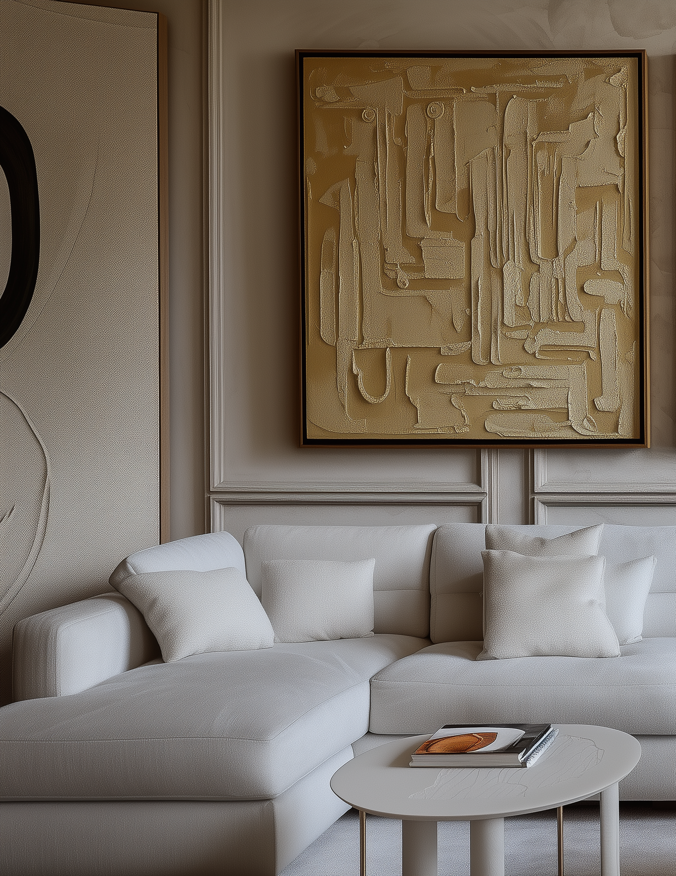 Echoes of Form-Gold Brown Relief Abstract Hand-Painted Texture Oil Painting Wall Art