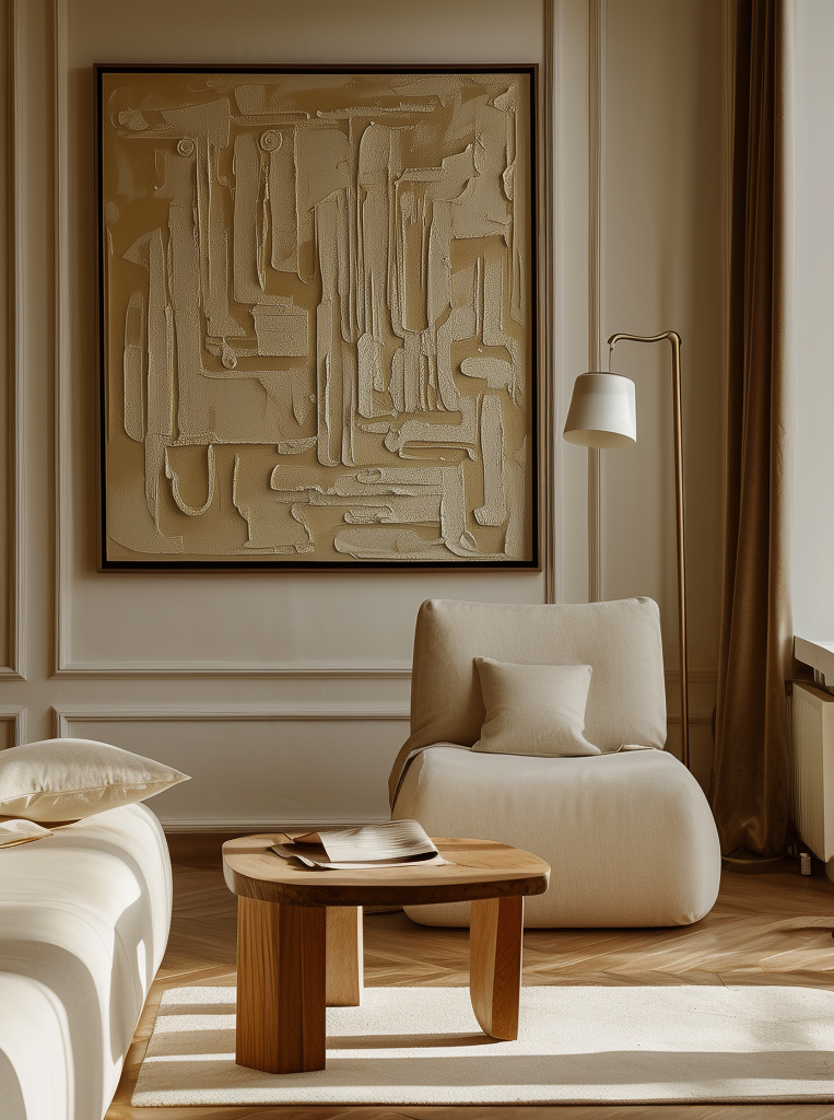 Echoes of Form-Gold Brown Relief Abstract Hand-Painted Texture Oil Painting Wall Art