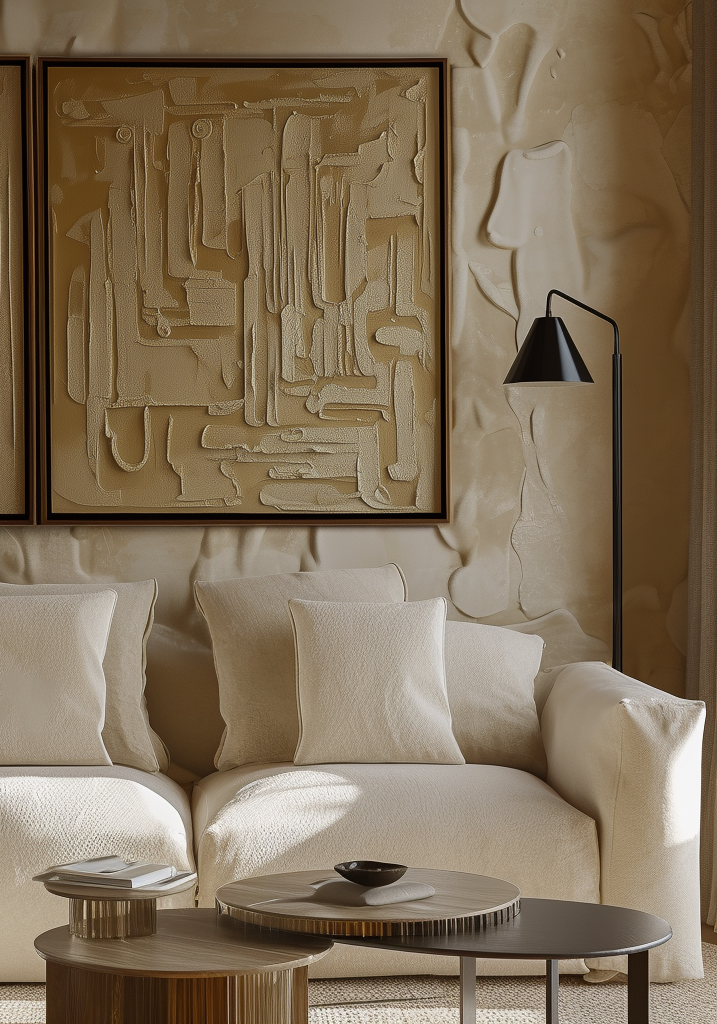 Echoes of Form-Gold Brown Relief Abstract Hand-Painted Texture Oil Painting Wall Art