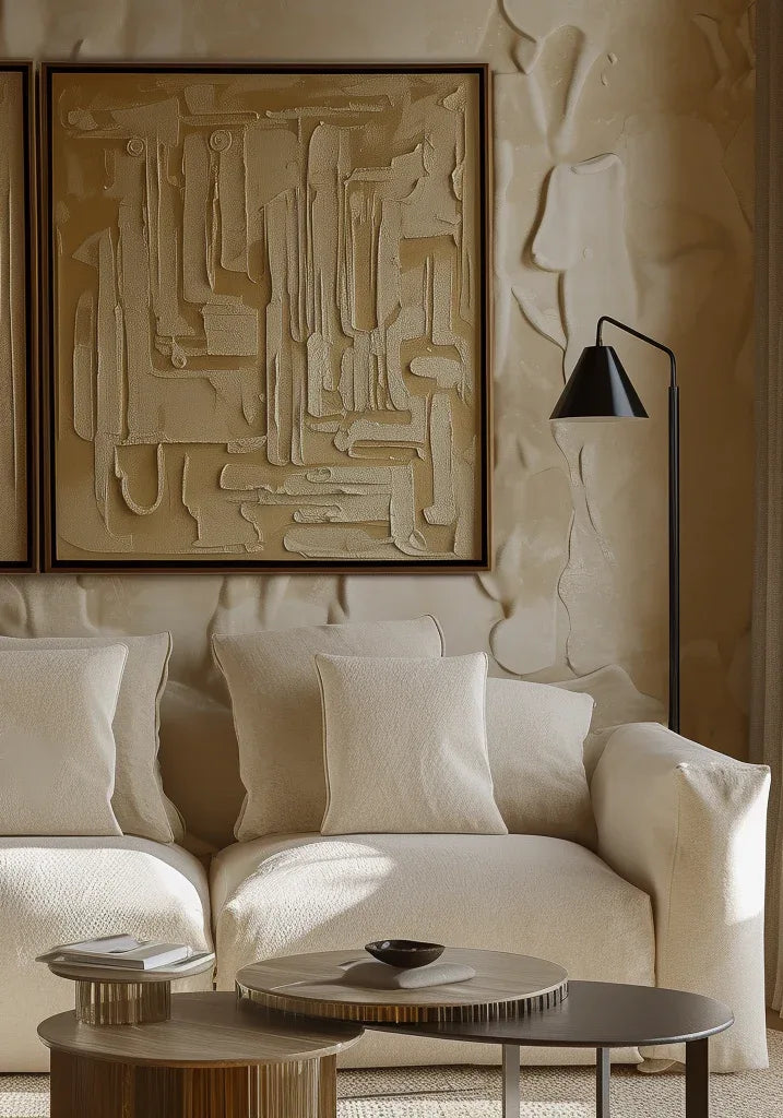 Echoes of Form-Gold Brown Relief Abstract Hand-Painted Texture Oil Painting Wall Art - artextured