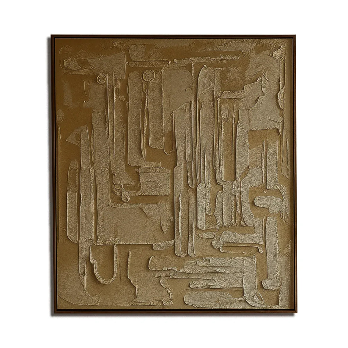 Echoes of Form-Gold Brown Relief Abstract Hand-Painted Texture Oil Painting Wall Art - artextured