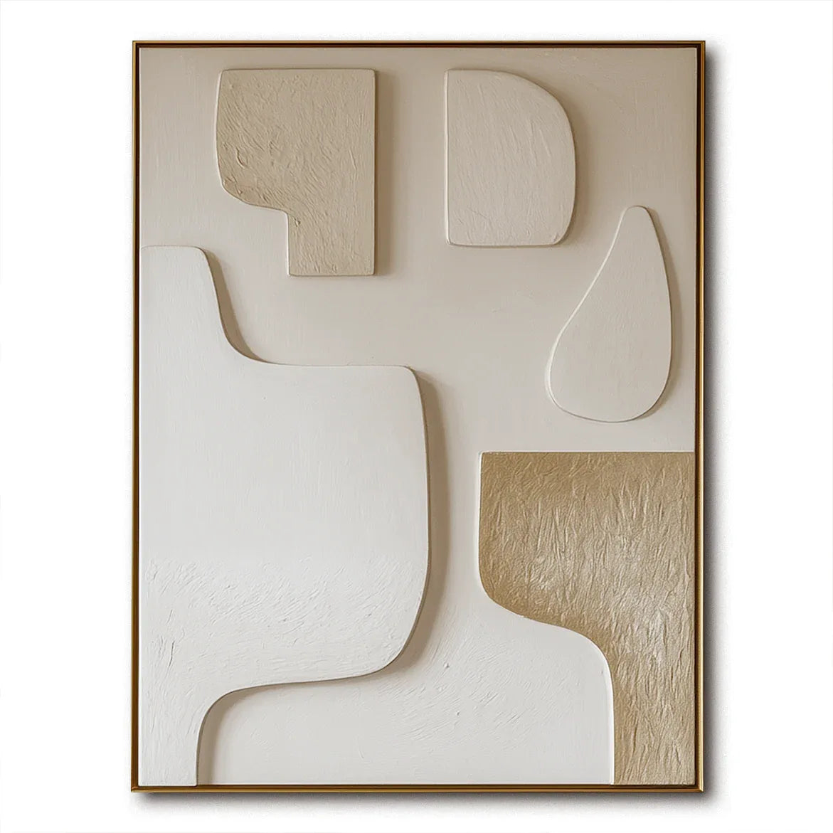 Sculpted Neutrals-Golden Balance Abstract Art - artextured