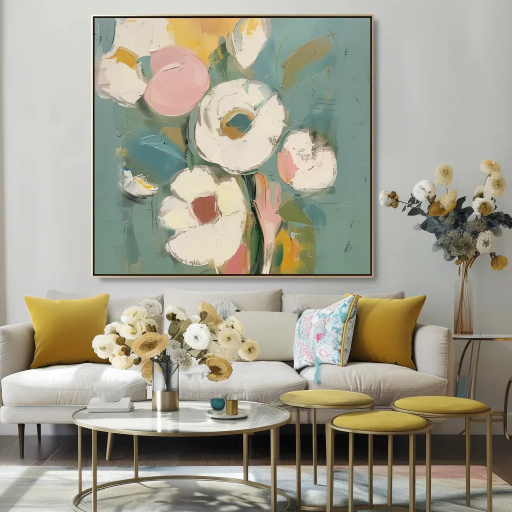 Blooming Grace Abstract Flowers-Abstract Soft Color Bouquet Texture Wall Art - artextured