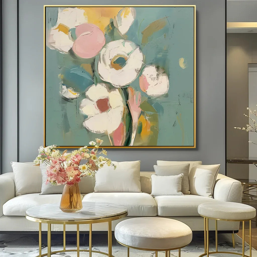Blooming Grace Abstract Flowers-Abstract Soft Color Bouquet Texture Wall Art - artextured