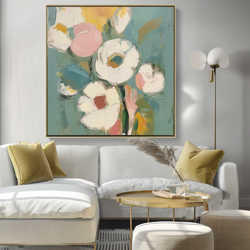Blooming Grace Abstract Flowers-Abstract Soft Color Bouquet Texture Wall Art