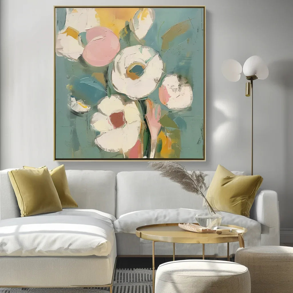Blooming Grace Abstract Flowers-Abstract Soft Color Bouquet Texture Wall Art - artextured