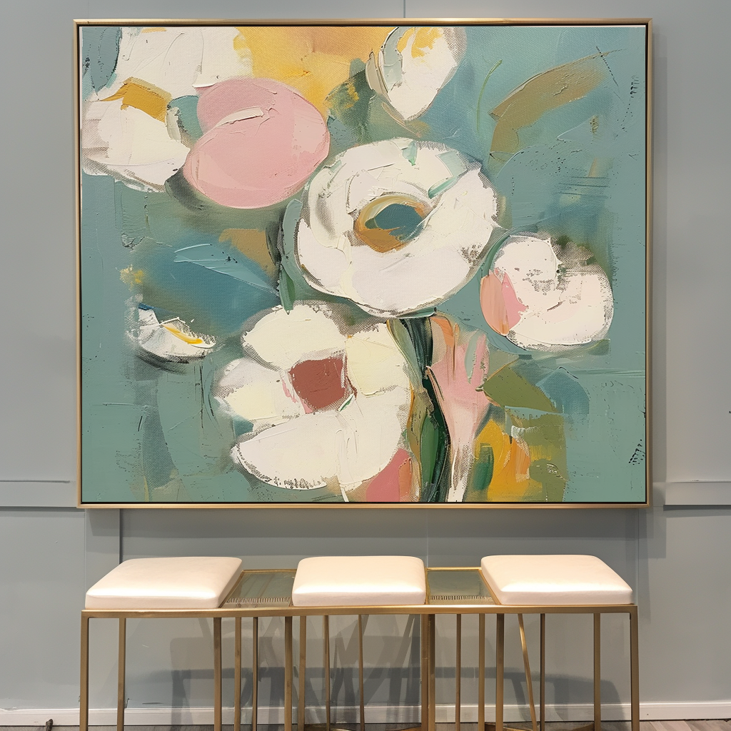 Blooming Grace Abstract Flowers-Abstract Soft Color Bouquet Texture Wall Art
