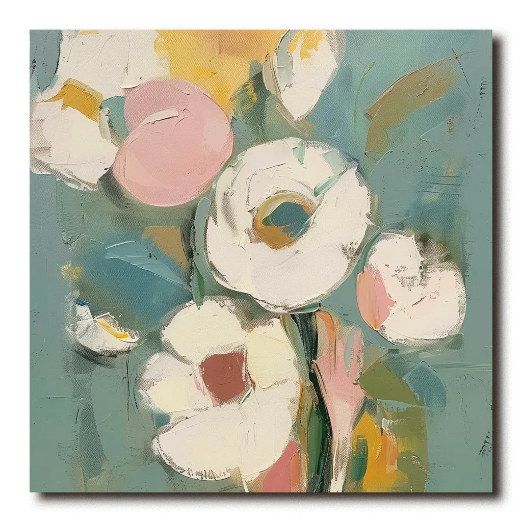Blooming Grace Abstract Flowers-Abstract Soft Color Bouquet Texture Wall Art - artextured