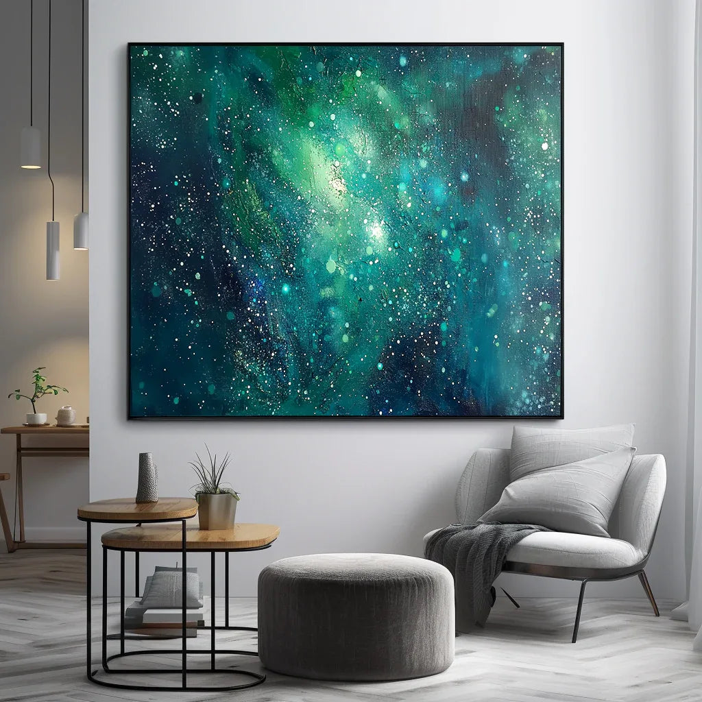 Stellar Dreams - Hand-Painted Deep Sea Starry Sky Abstract Oil Painting Wall Art - artextured