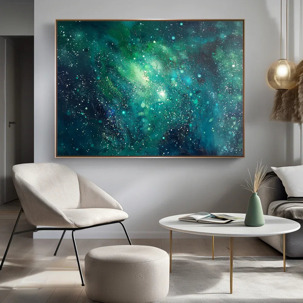 Stellar Dreams - Hand-Painted Deep Sea Starry Sky Abstract Oil Painting Wall Art - artextured