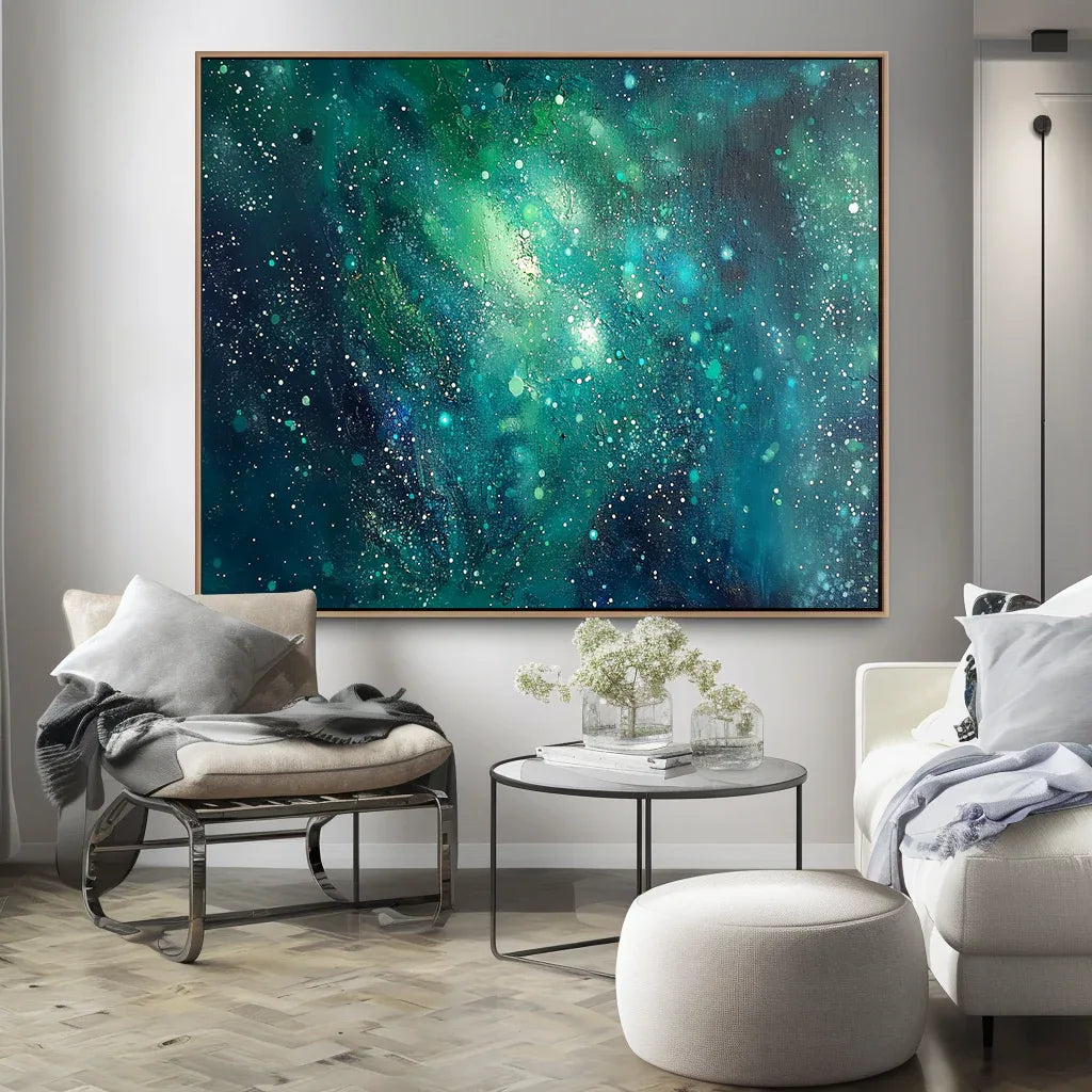 Stellar Dreams - Hand-Painted Deep Sea Starry Sky Abstract Oil Painting Wall Art - artextured
