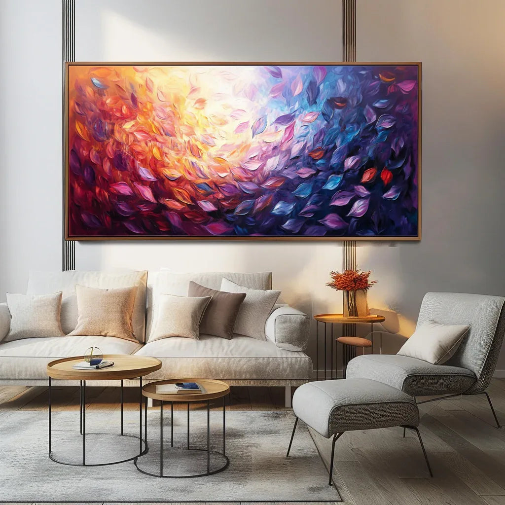 Whirling Leaves-Hand-Painted Abstract Flame Purple Texture Oil Painting Wall Art - artextured
