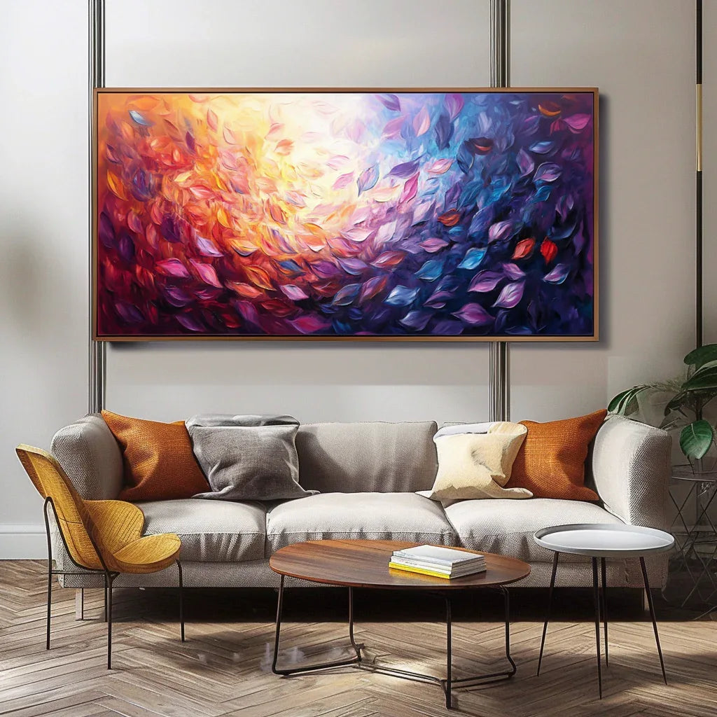 Whirling Leaves-Hand-Painted Abstract Flame Purple Texture Oil Painting Wall Art - artextured