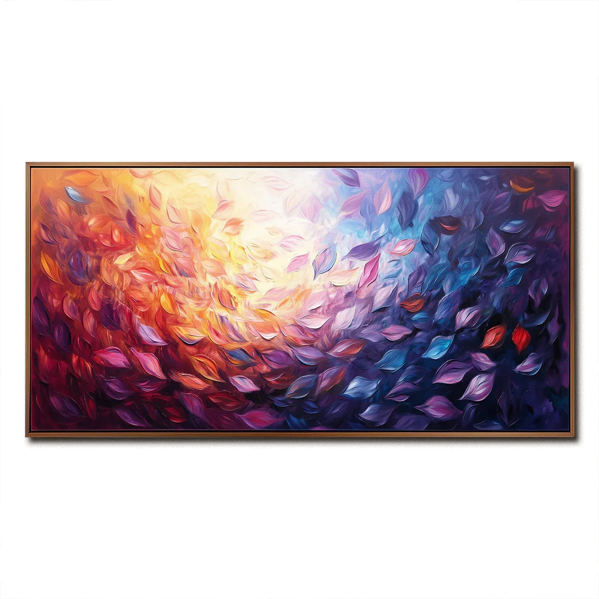 Whirling Leaves-Hand-Painted Abstract Flame Purple Texture Oil Painting Wall Art - artextured