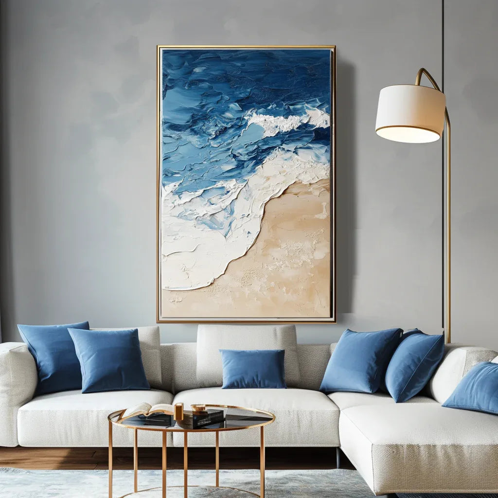Coastal Harmony Canvas-Blue and White Three-Dimensional Coastal Abstract Wall Art - artextured