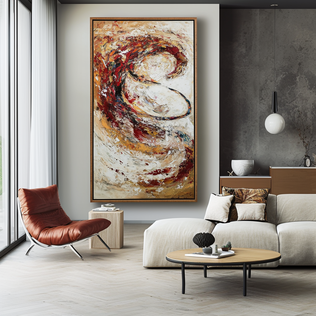 Ember Spiral – Dynamic Abstract Textured Oil Painting WP244448