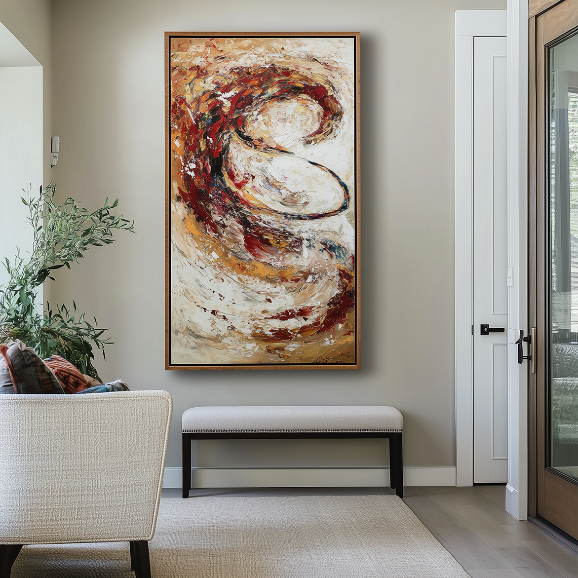 Ember Spiral – Dynamic Abstract Textured Oil Painting WP244448