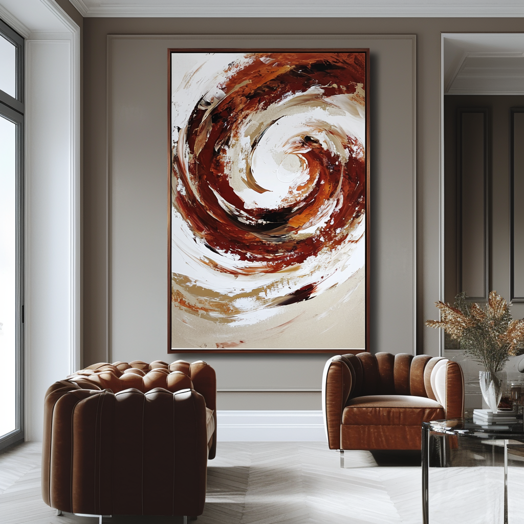 Crimson Current – Abstract Swirling Textured Oil Painting WP244458