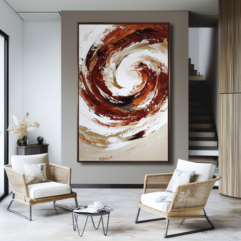Crimson Current – Abstract Swirling Textured Oil Painting WP244458