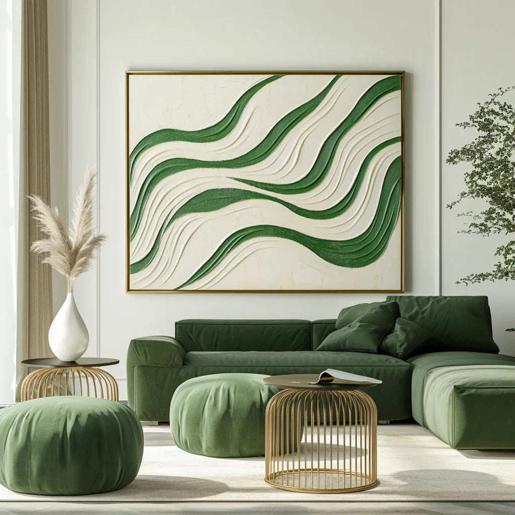 Echo Drift - Abstract Oil Painting For Wavy Line Modern Wall Art - artextured