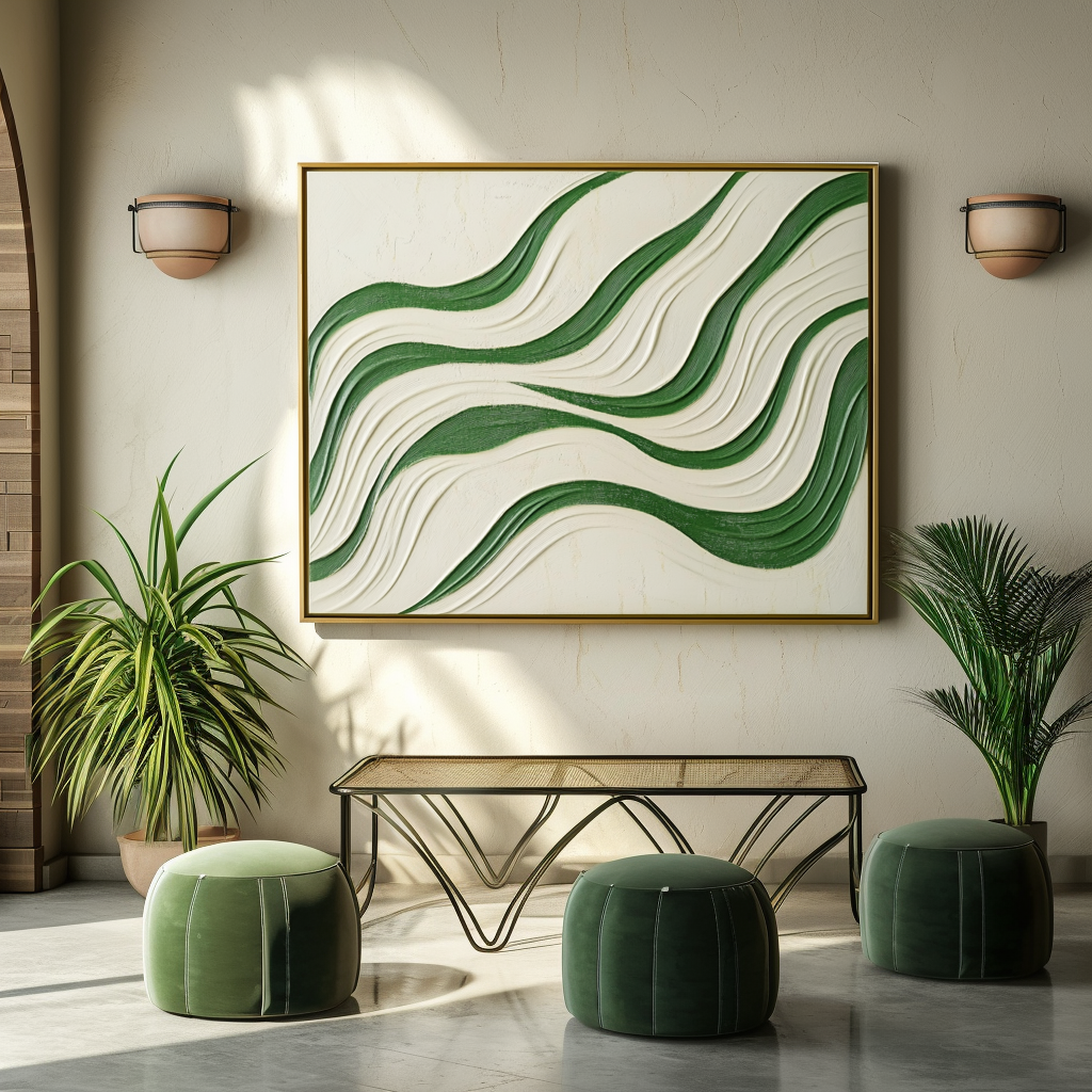 Echo Drift - Abstract Oil Painting For Wavy Line Modern Wall Art