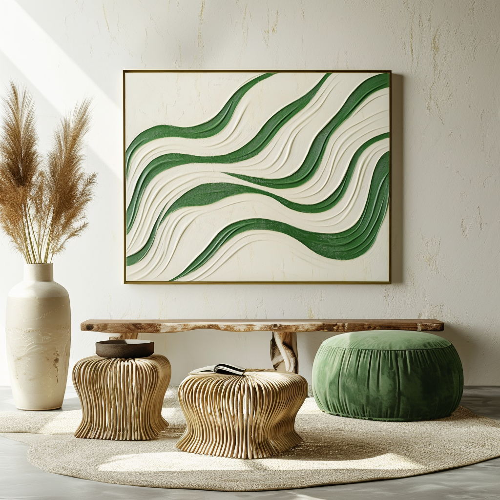 Echo Drift - Abstract Oil Painting For Wavy Line Modern Wall Art