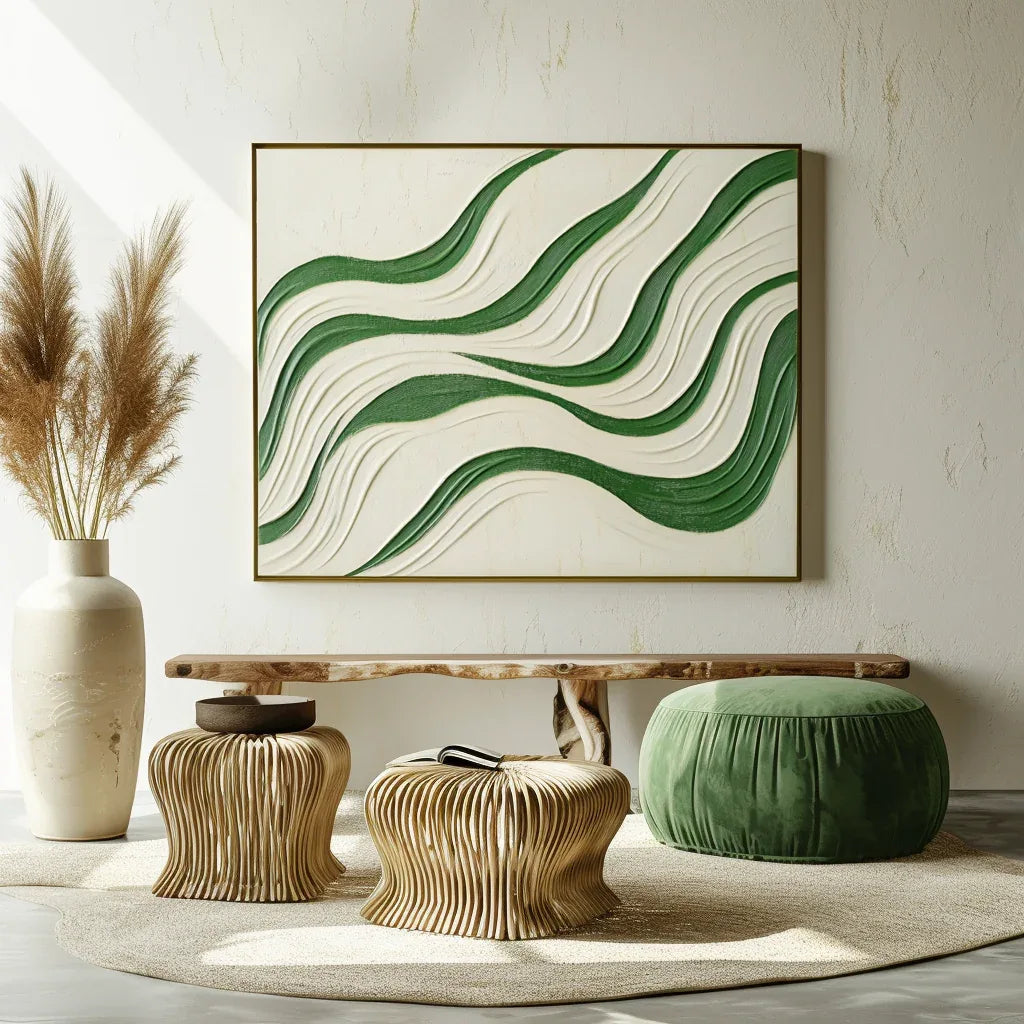 Echo Drift - Abstract Oil Painting For Wavy Line Modern Wall Art - artextured