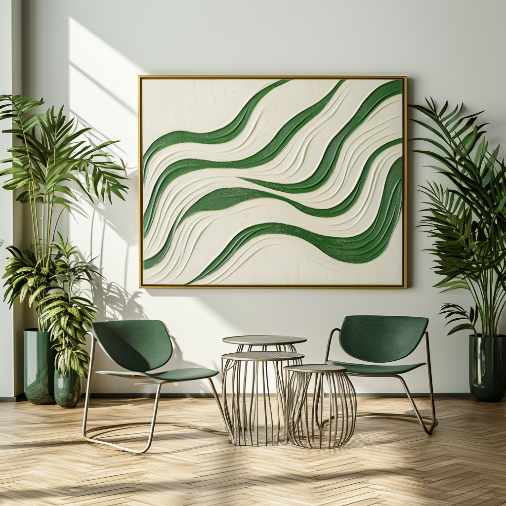 Echo Drift - Abstract Oil Painting For Wavy Line Modern Wall Art