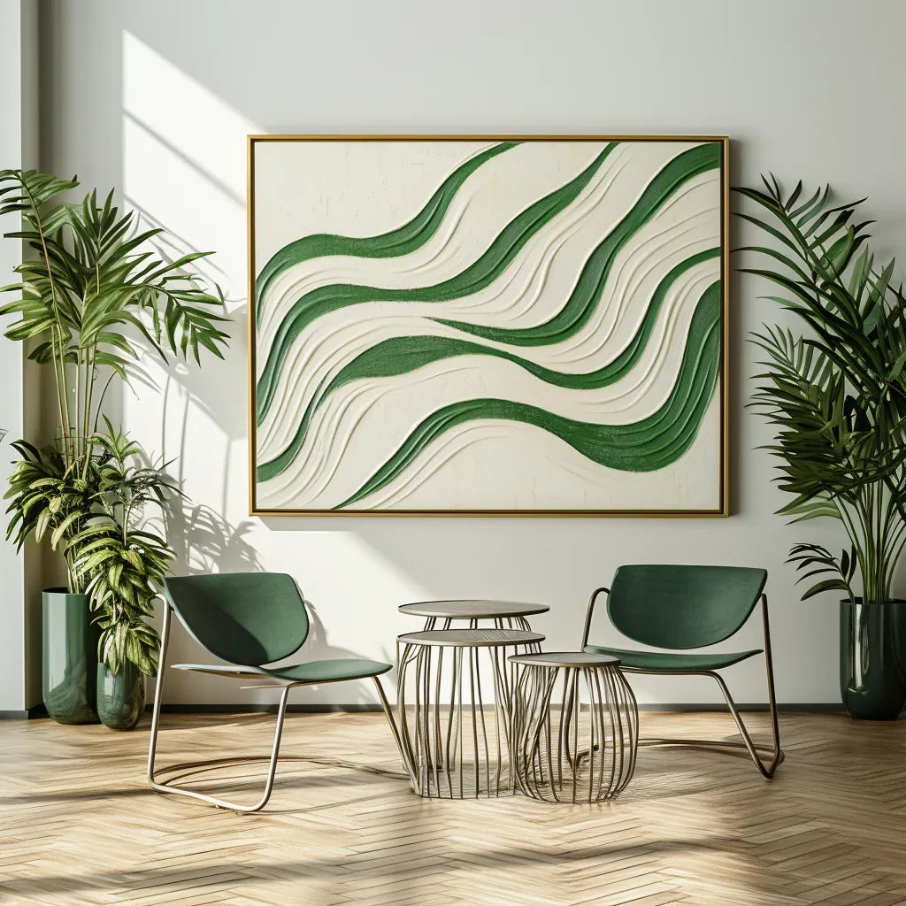 Echo Drift - Abstract Oil Painting For Wavy Line Modern Wall Art - artextured