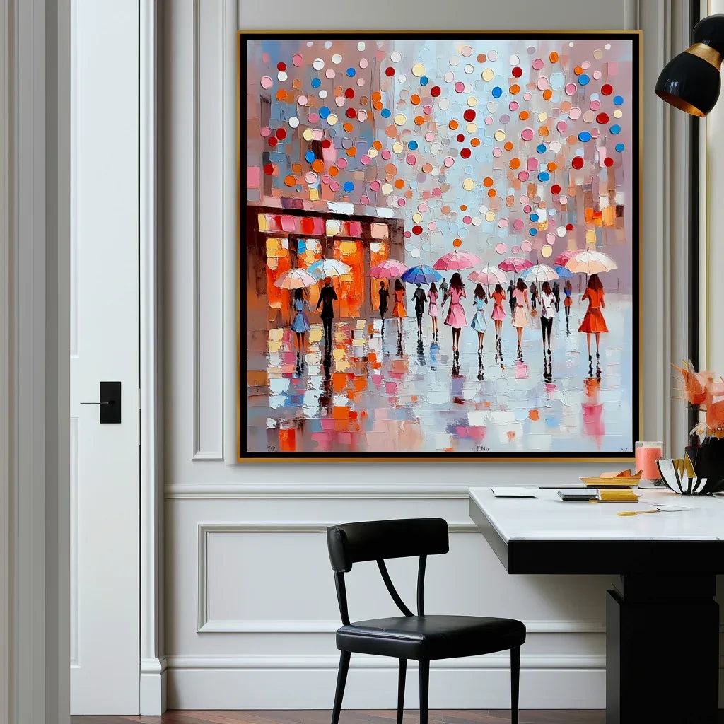 Dot Rain Urban-Colorful Urban Abstract Texture Wall Art - artextured