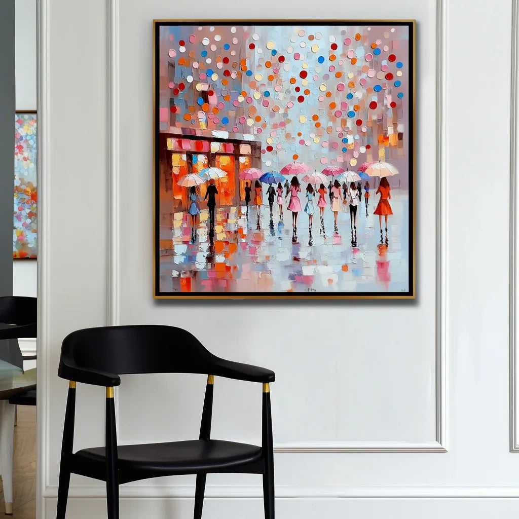 Dot Rain Urban-Colorful Urban Abstract Texture Wall Art - artextured