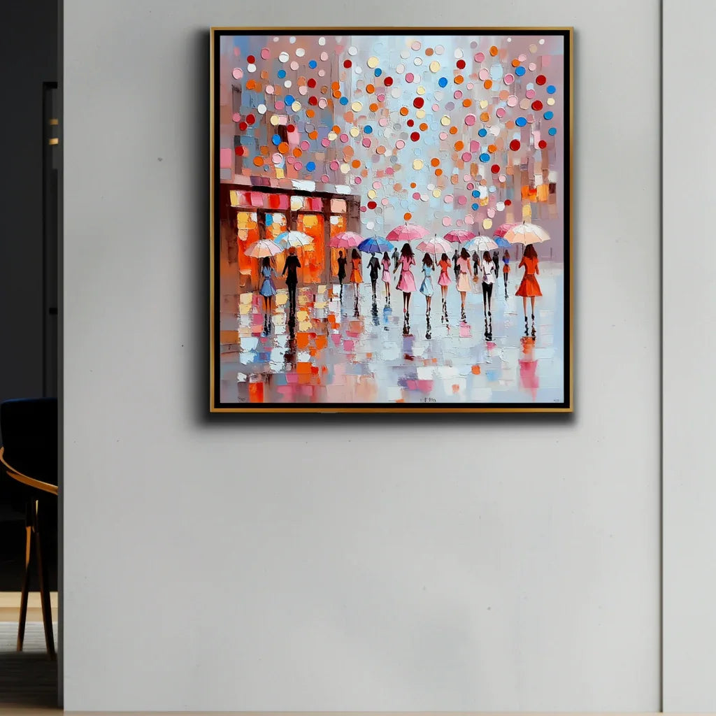 Dot Rain Urban-Colorful Urban Abstract Texture Wall Art - artextured