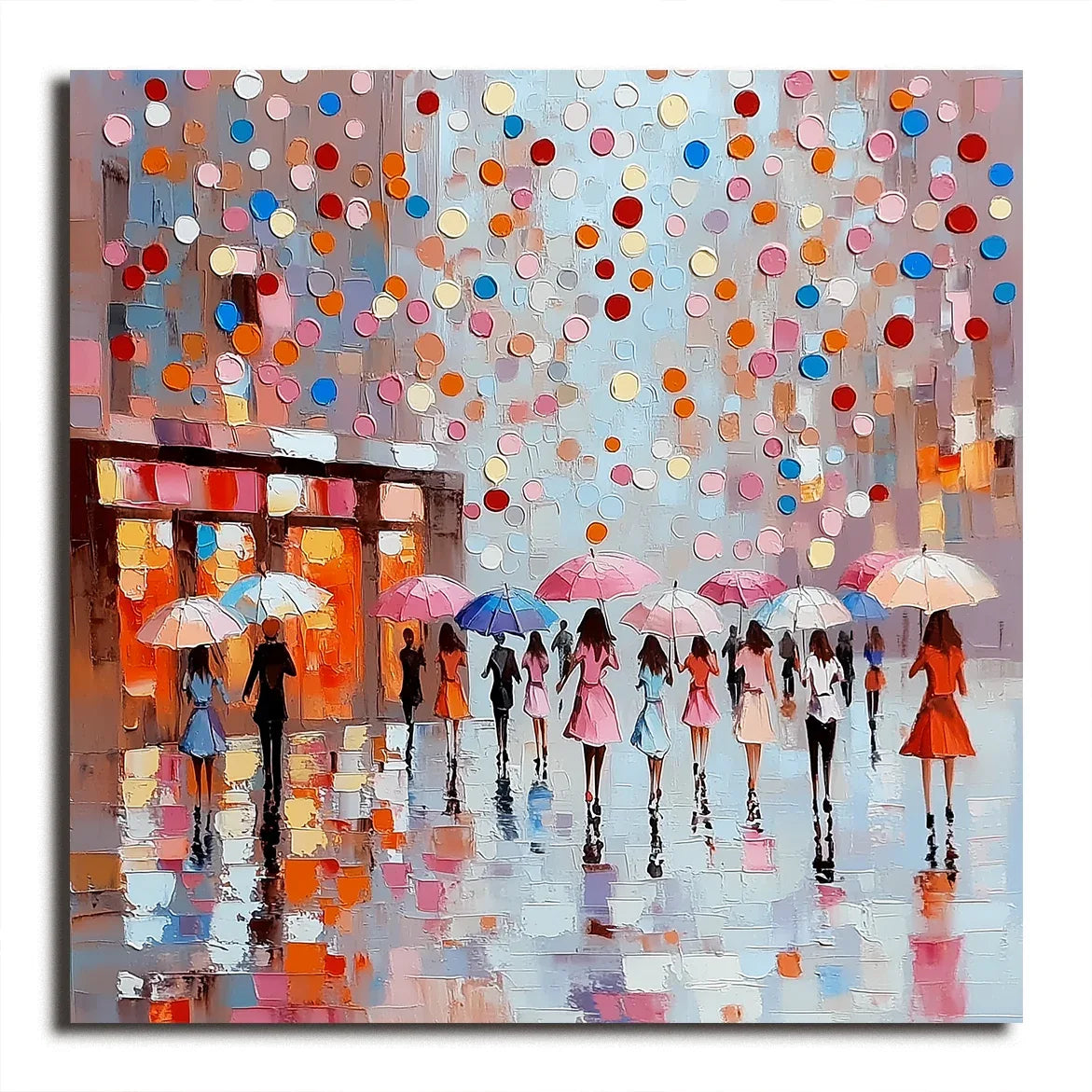 Dot Rain Urban-Colorful Urban Abstract Texture Wall Art - artextured