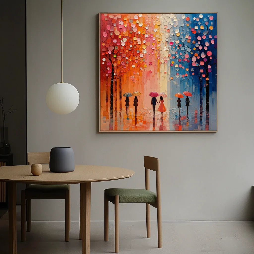 Rain Hues Echo-Hand Drawn Gradient Color Forest Abstract Wall Art - artextured