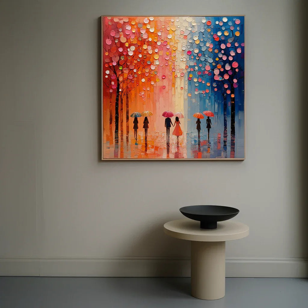 Rain Hues Echo-Hand Drawn Gradient Color Forest Abstract Wall Art - artextured