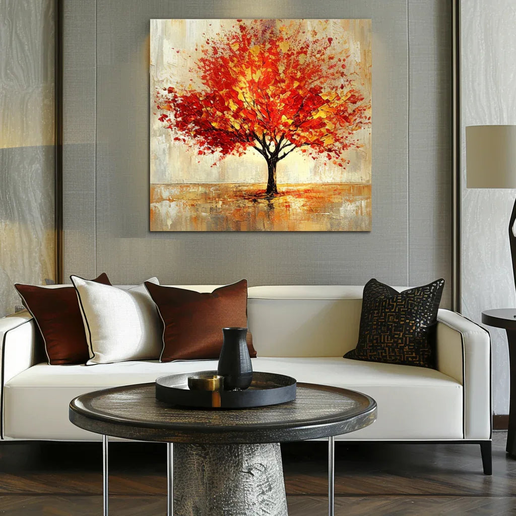 Blaze of Autumn-Modern Autumn Red Maple Tree Texture Oil Painting Wall Art - artextured