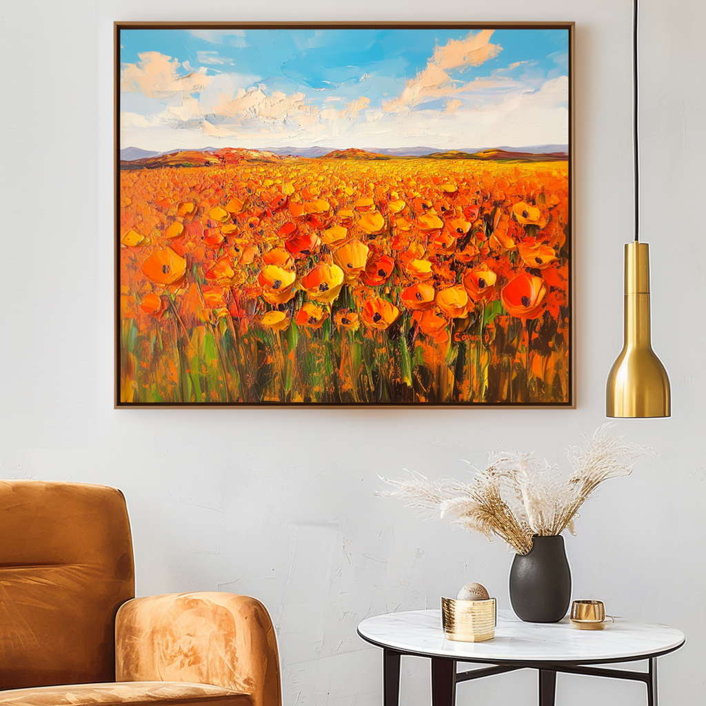 Golden Horizon - Hand-Painted Landscape Wall Art