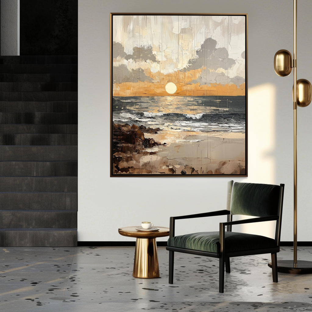 Shoreline Dusk - Hand-Painted Seascape Oil Painting