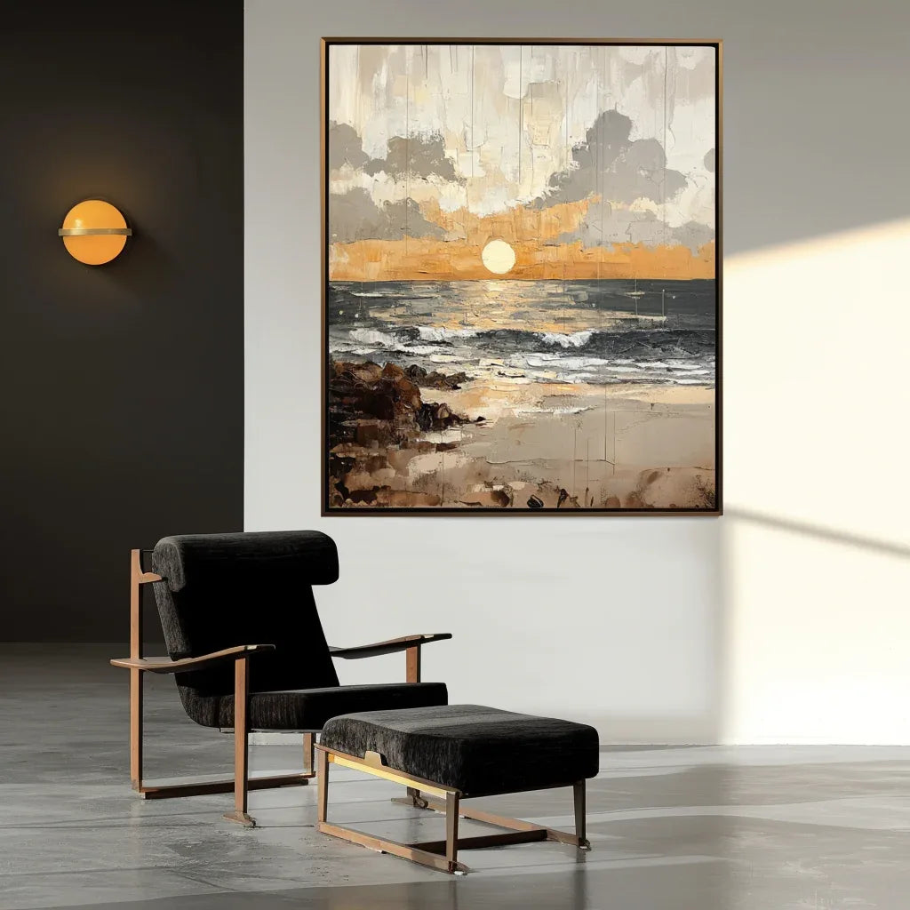 Shoreline Dusk - Hand-Painted Seascape Oil Painting - artextured