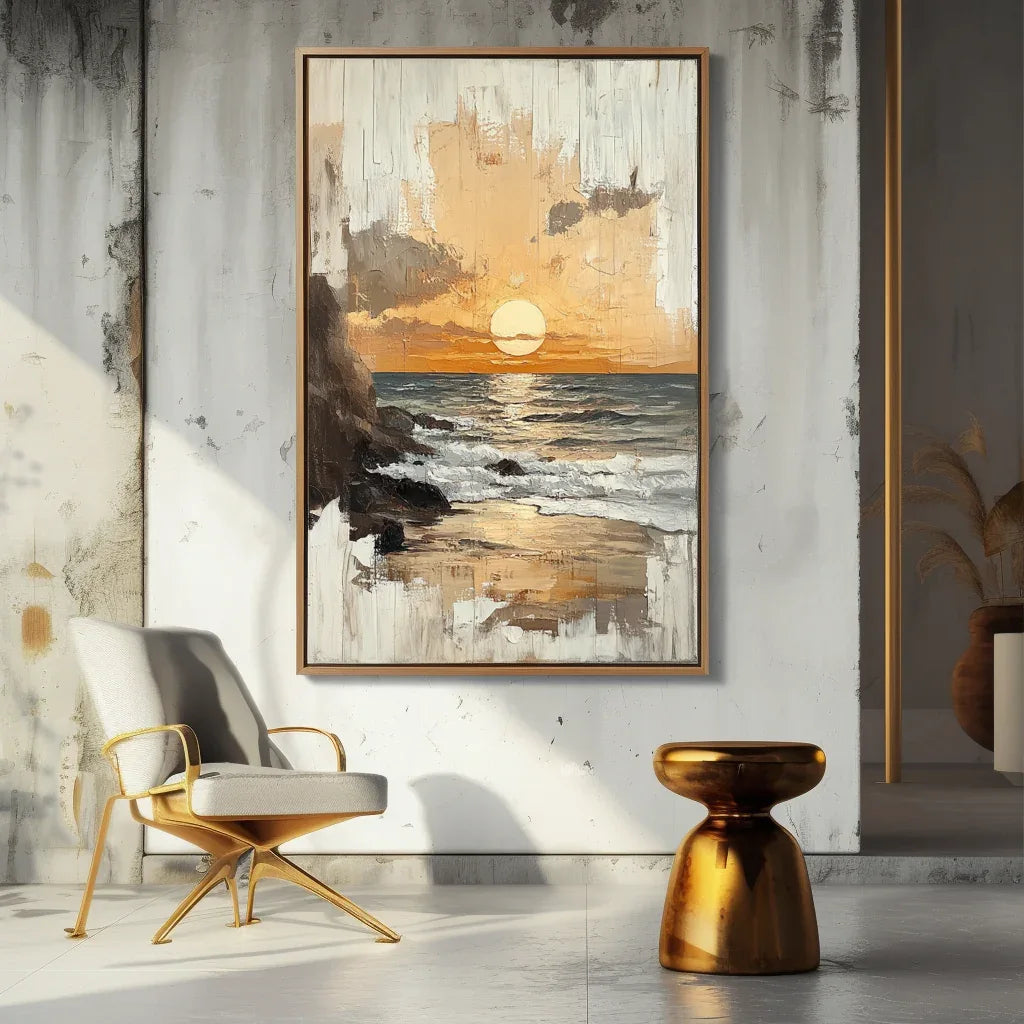 Twilight Tide - Textured Sunset Coastal Wall Art - artextured