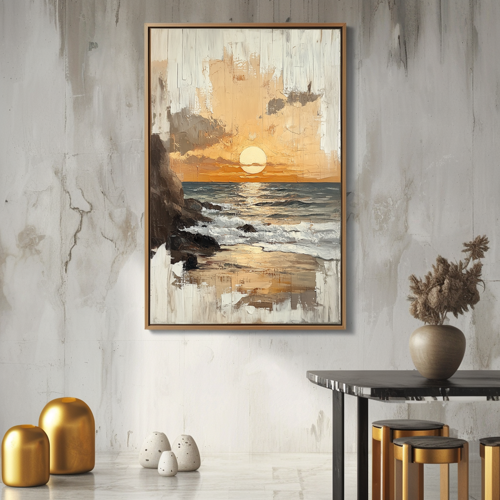 Twilight Tide - Textured Sunset Coastal Wall Art