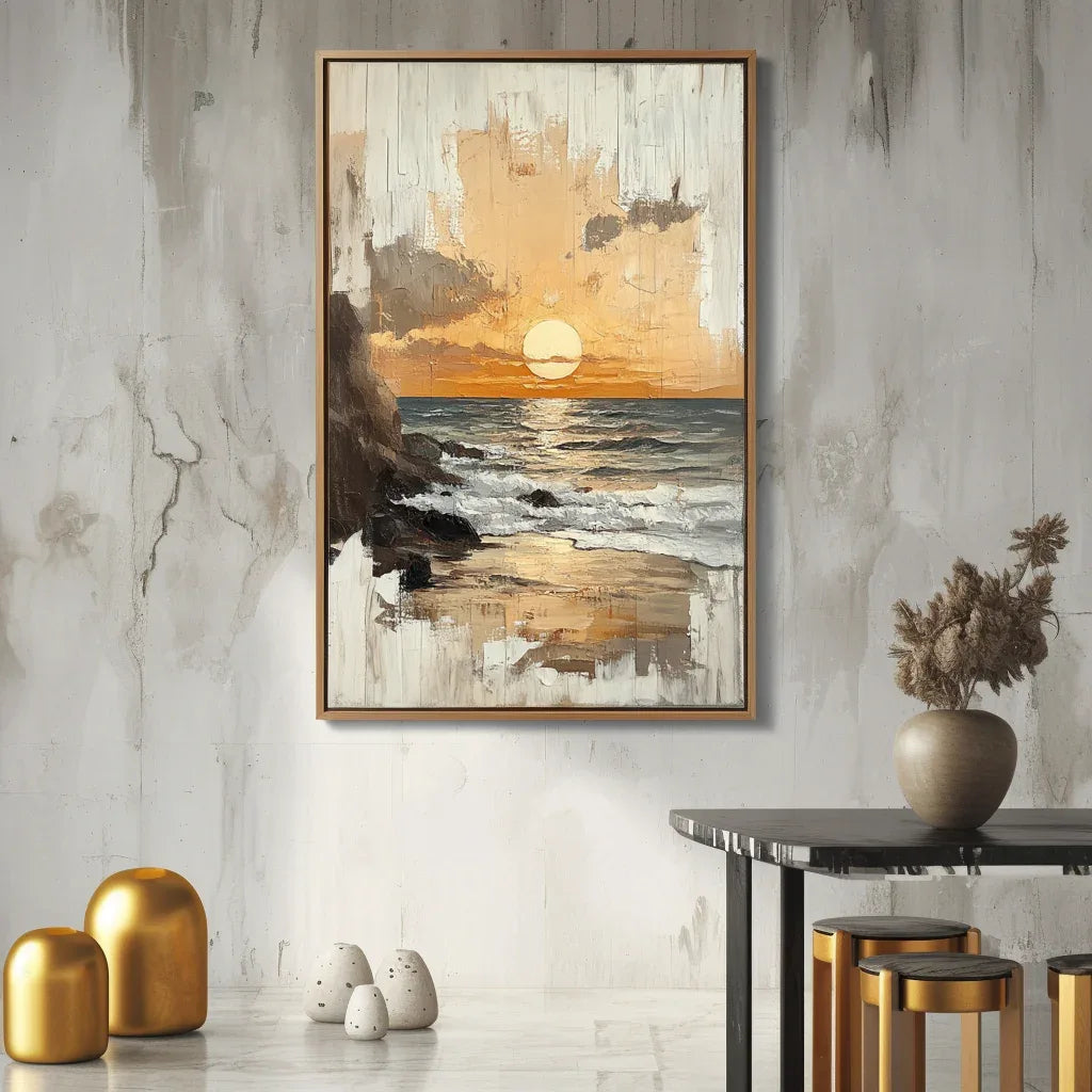 Twilight Tide - Textured Sunset Coastal Wall Art - artextured