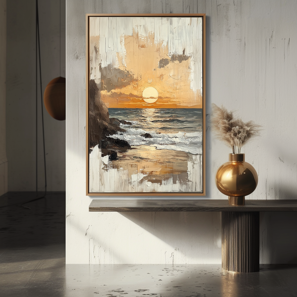 Twilight Tide - Textured Sunset Coastal Wall Art