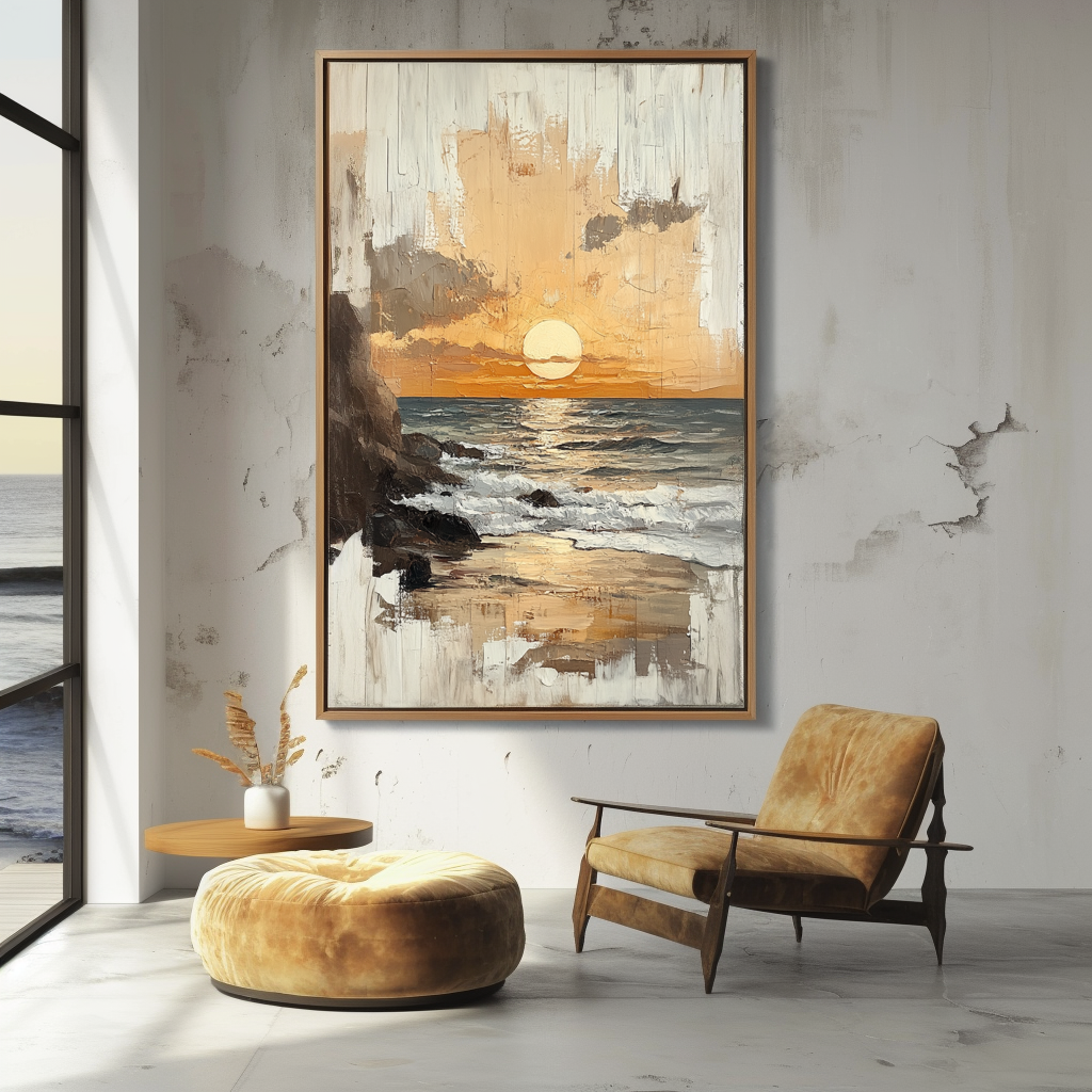 Twilight Tide - Textured Sunset Coastal Wall Art