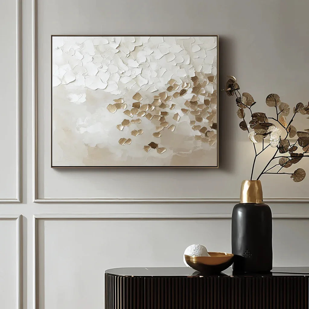 Golden Drift - Hand-Painted Abstract Oil Painting - artextured