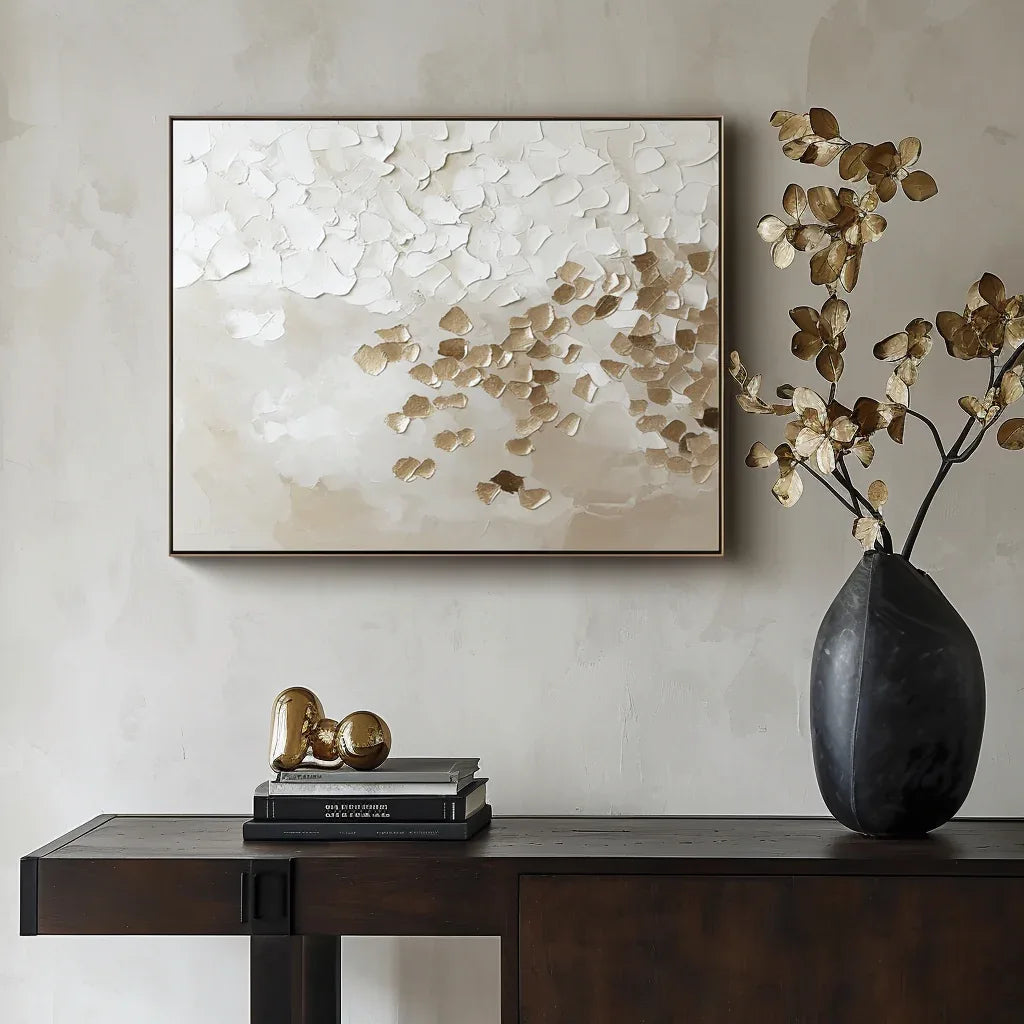 Golden Drift - Hand-Painted Abstract Oil Painting - artextured