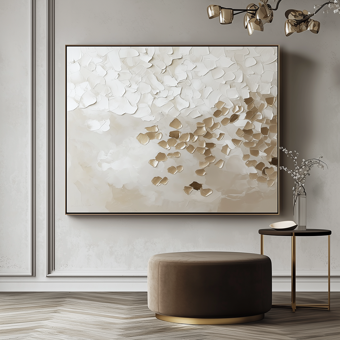 Golden Drift - Hand-Painted Abstract Oil Painting