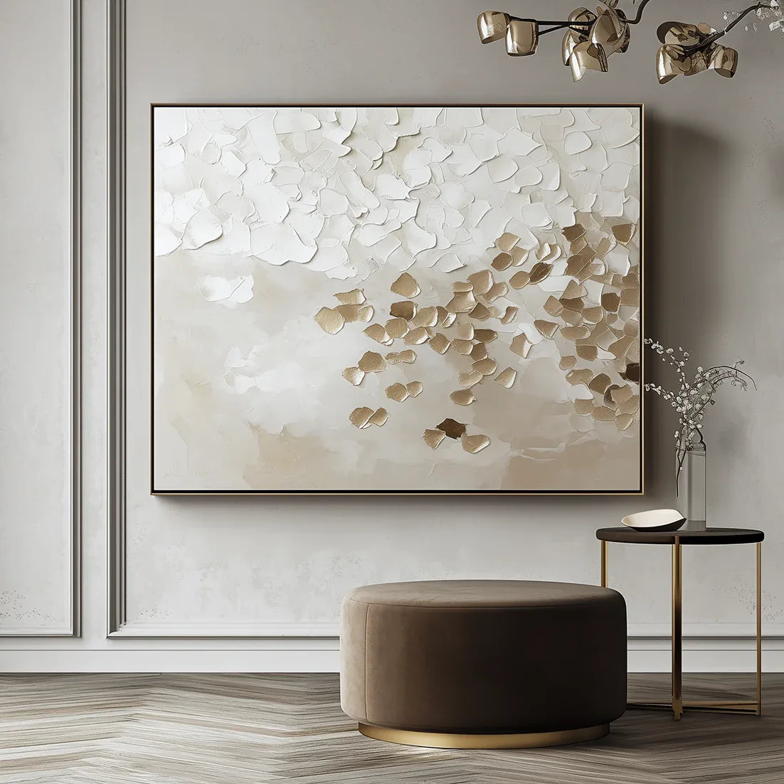 Golden Drift - Hand-Painted Abstract Oil Painting - artextured